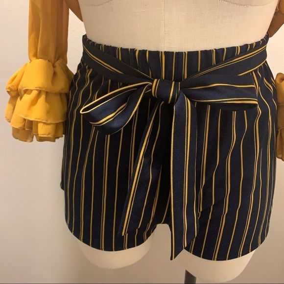 ⭐️ $10 WYB
A'GACI Blue and Yellow Striped Size Large Tie Front Dressy Shorts - Picture 2 of 9